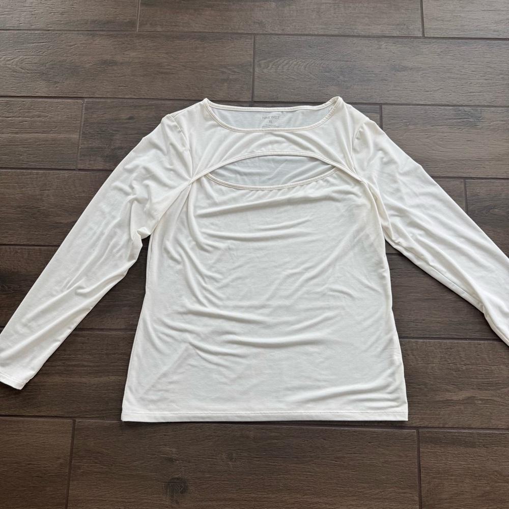Nine West Off White Cut Out Blouse